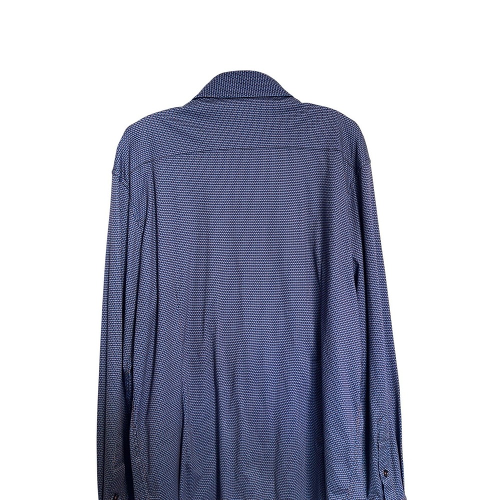 Butter Cloth Sz L Shirt Blue Geometric Circle Pattern Button Up Flip Cuff - Picture 6 of 10